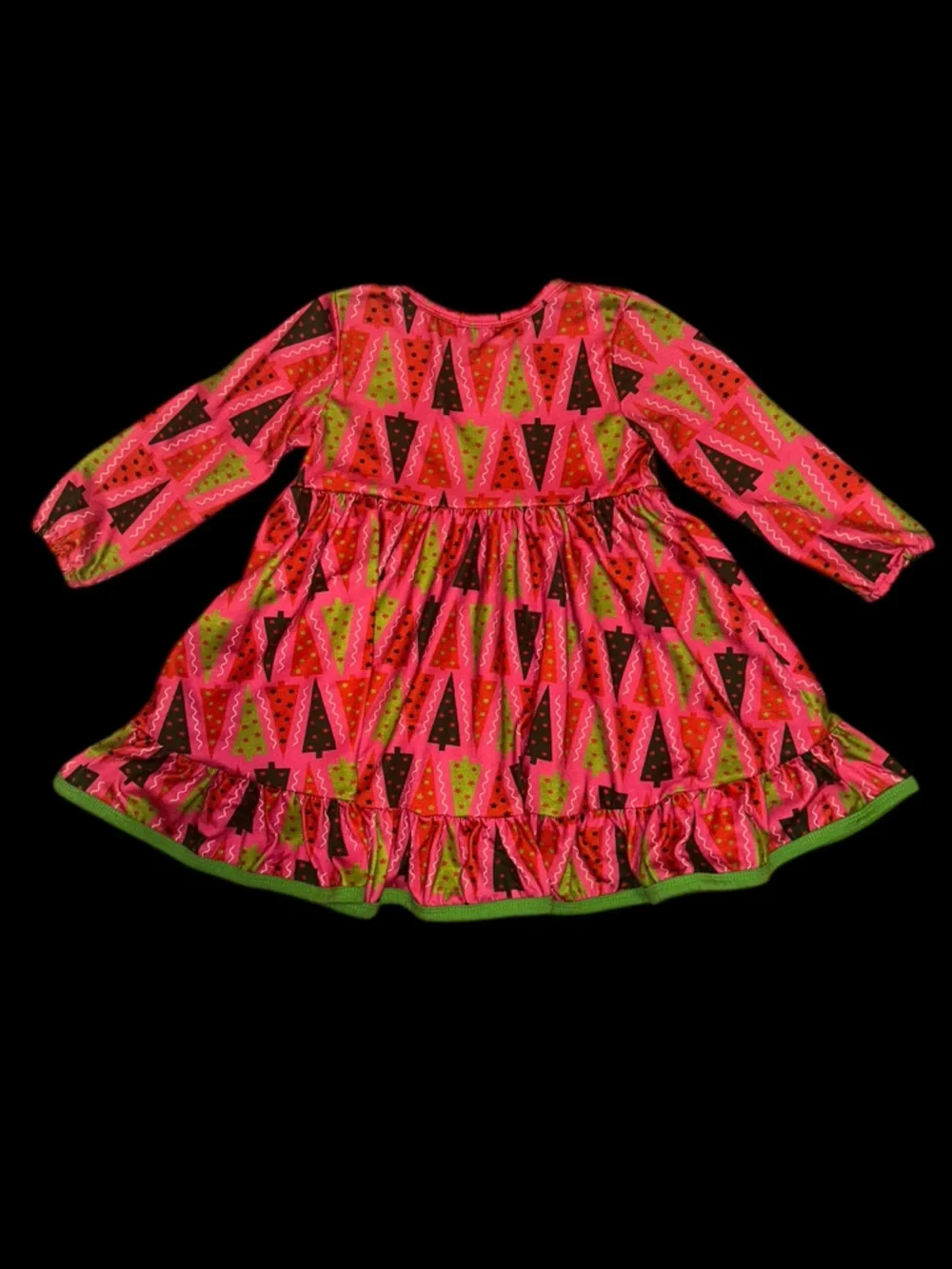 Christmas Holiday Tree Print Ruffle Dress - Picture 5 of 7